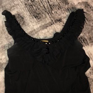 Rhinestone black tank ruffle dress